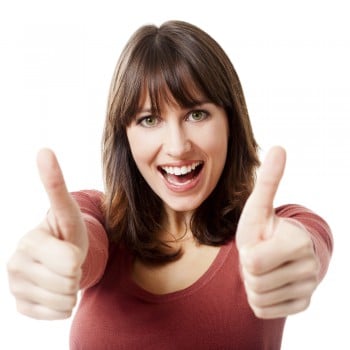 Beautiful woman porttrait showing thumbs up