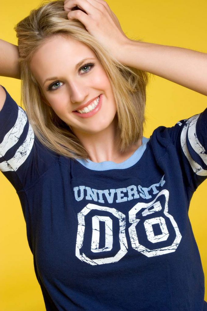 sexy girl in football jersey