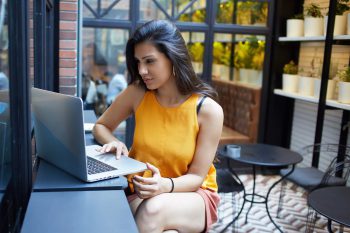 young lady performing job search