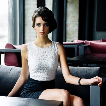 beautiful lady in restaurant