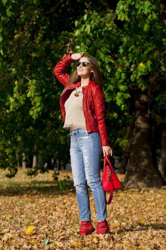 lady welcoming fall