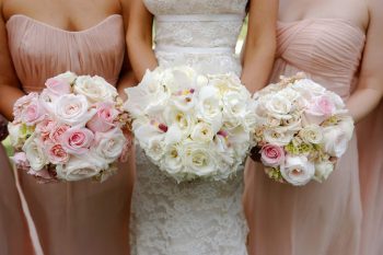 bridesmaids with flowers