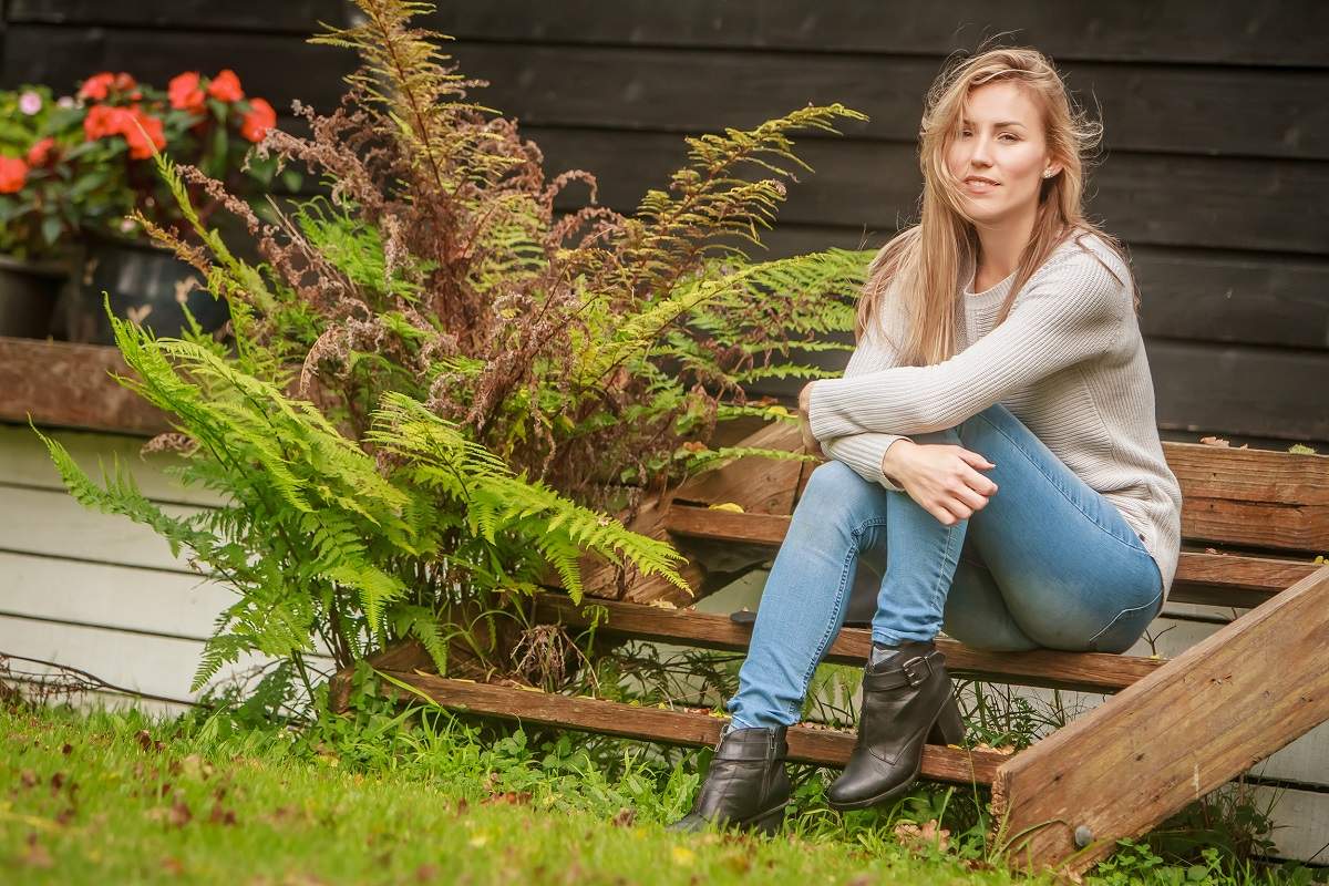 girl sitting on steps