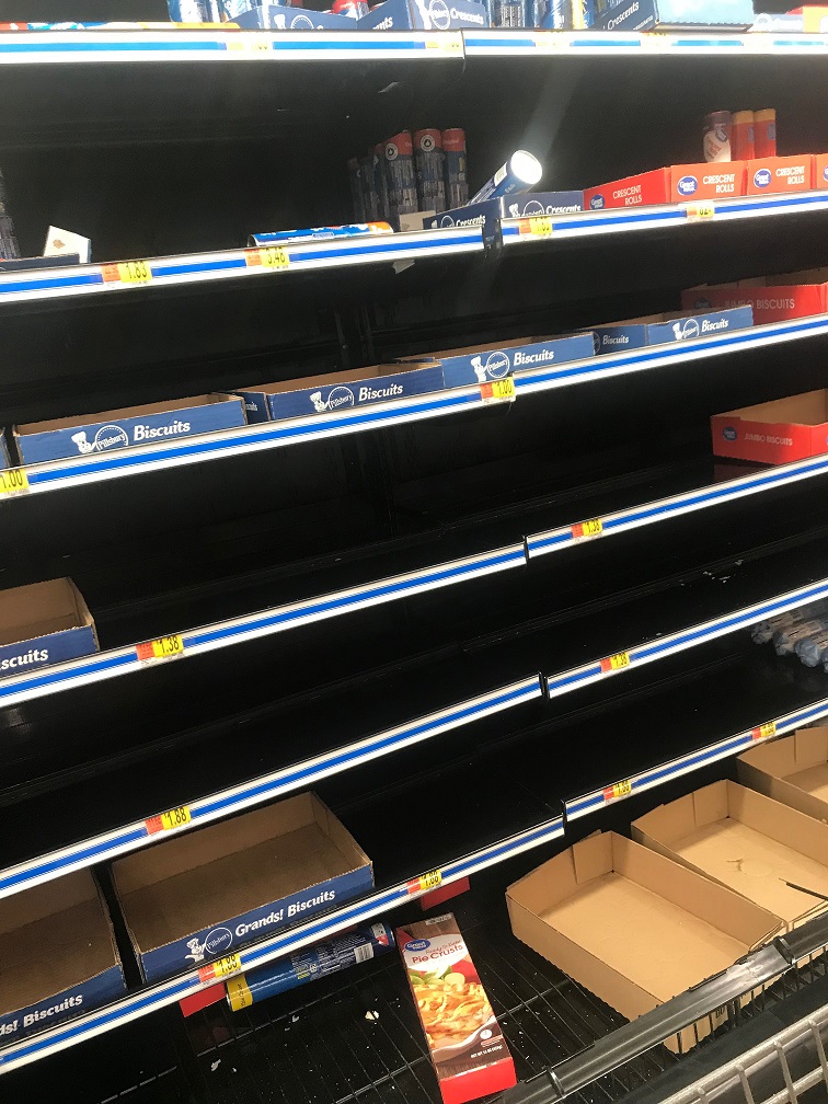 empty shelves in food store