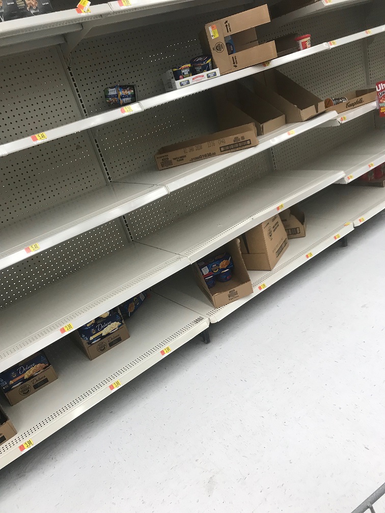 empty shelves in food store