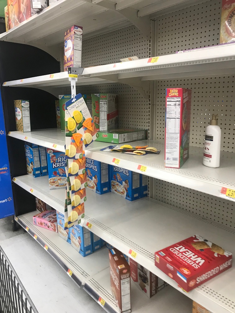 empty shelves in food store